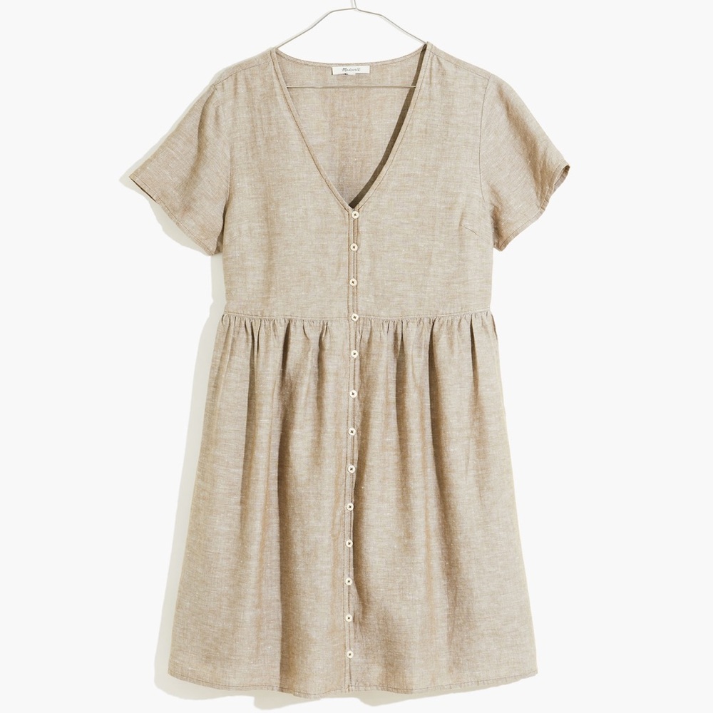 Madewell Linen Blend Button Front Dress